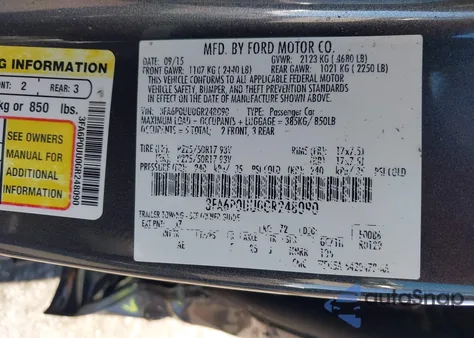 2016 Ford Fusion Hybrid S z USA, uszkodzony, nr VIN 3FA6P0UU0GR248090